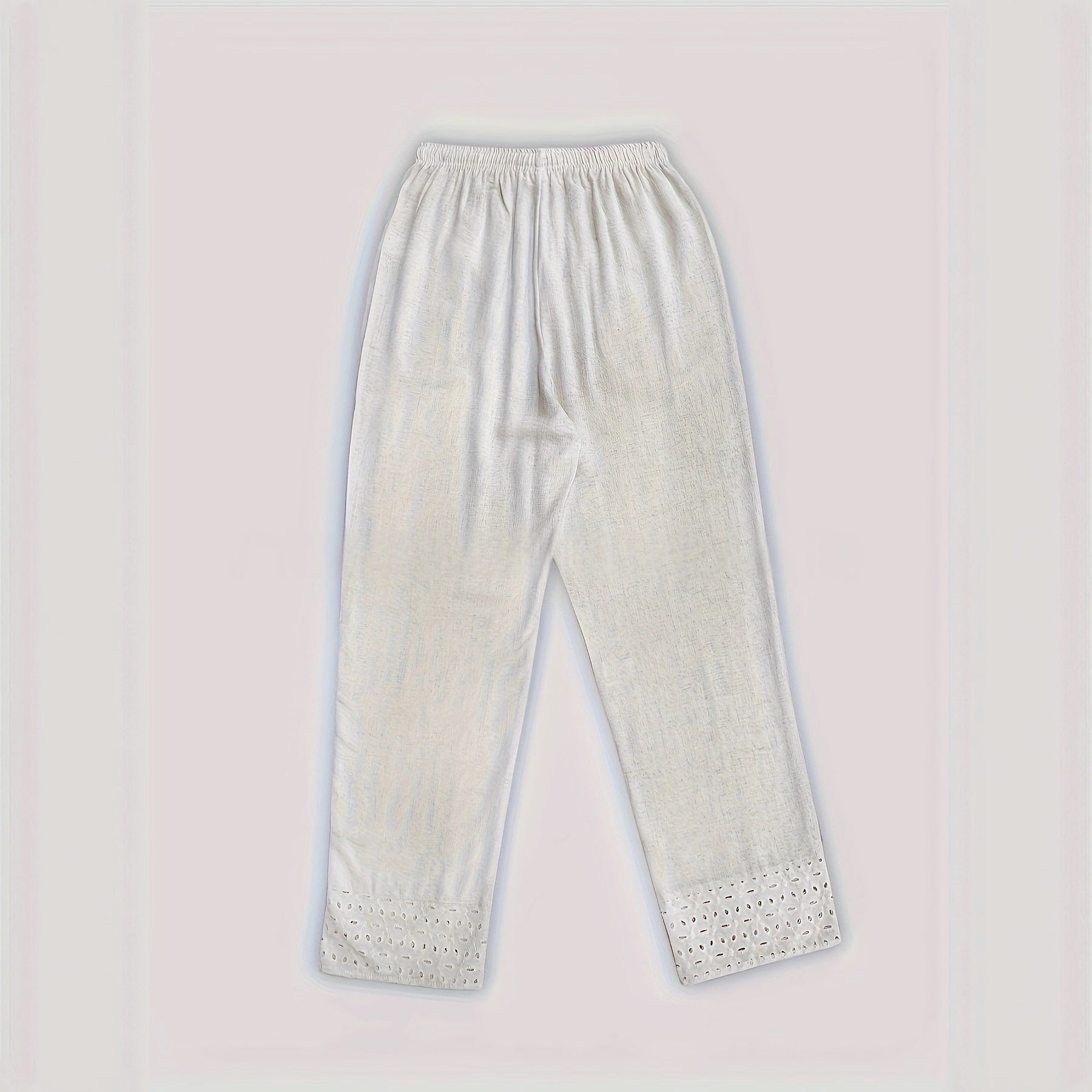 Pantalones cortos de cintura elástica con encaje bordado y patchwork,