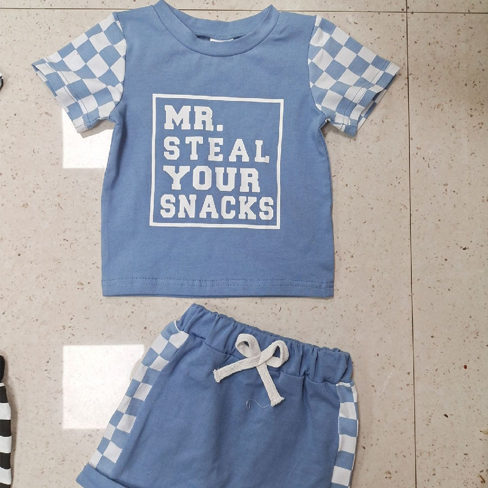 Conjunto Infantil de Manga Corta con Estampado de Letras — Moderno y Cómodo