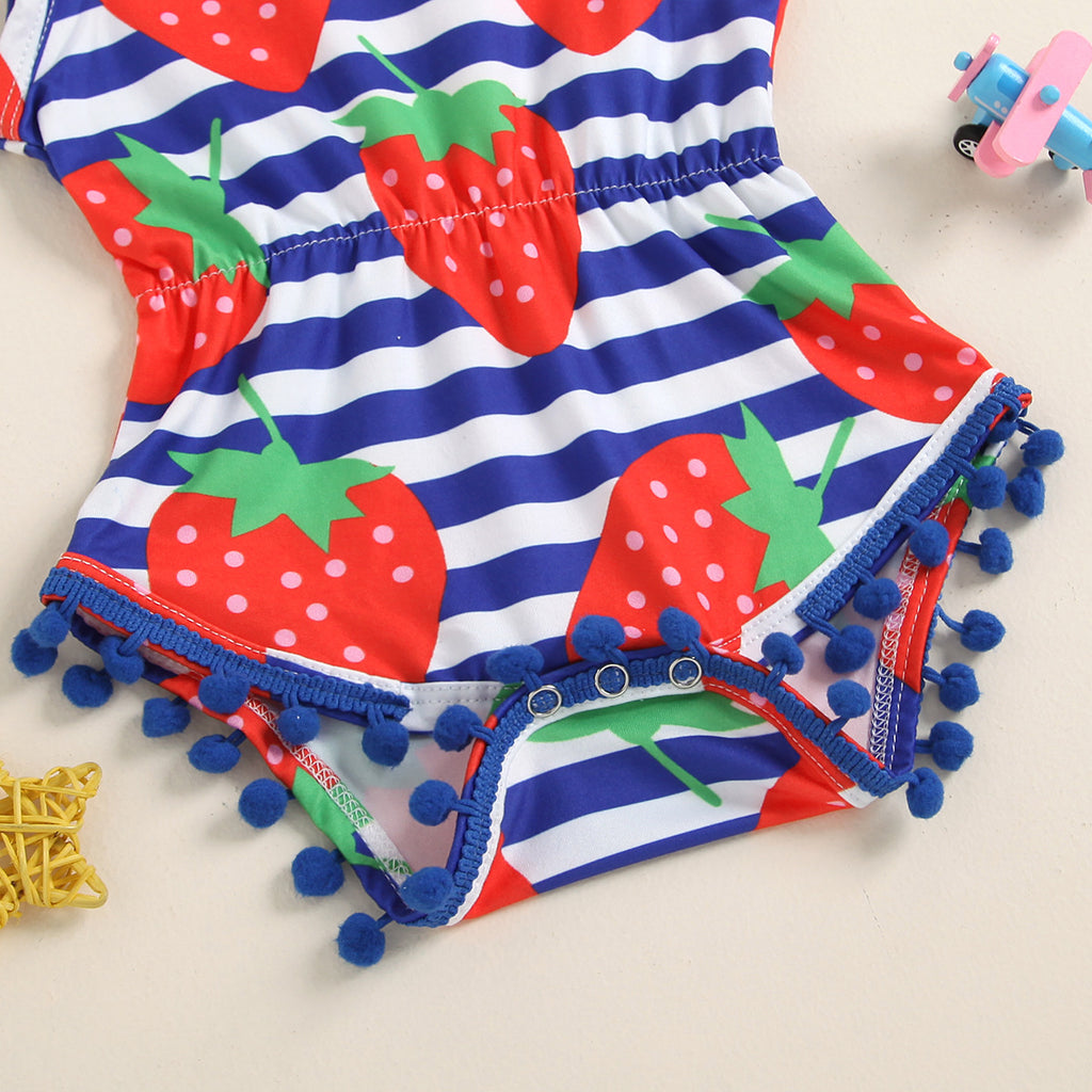 Body para Bebé Niña con Estampado de Escamas y Fresas — Seda de Leche