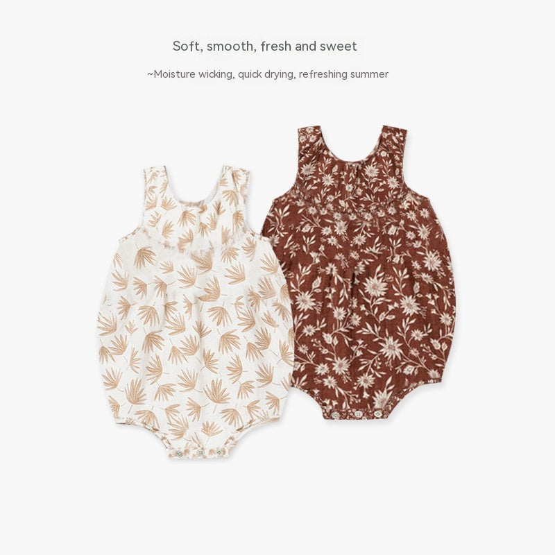 Pelele de Verano para Bebé de Algodón con Estampado Floral