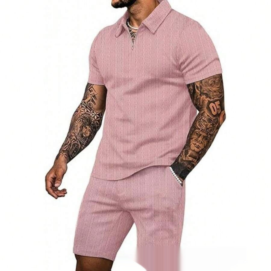 Conjunto Casual de Hombre a Rayas Dos Piezas