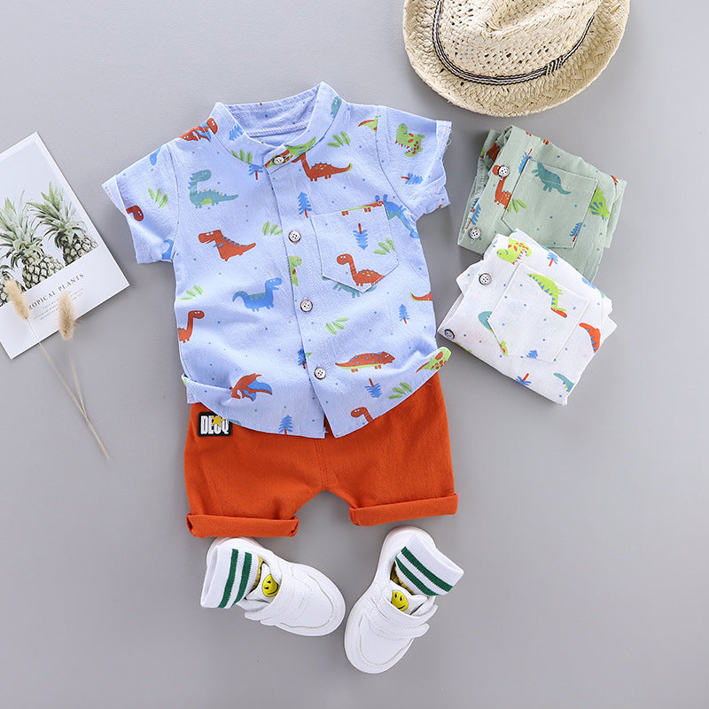 Conjunto Manga Corta Estampado Integral Dinosaurios para Niños
