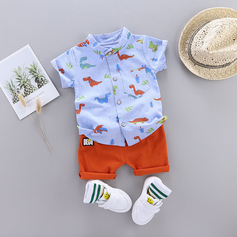 Conjunto Manga Corta Estampado Integral Dinosaurios para Niños