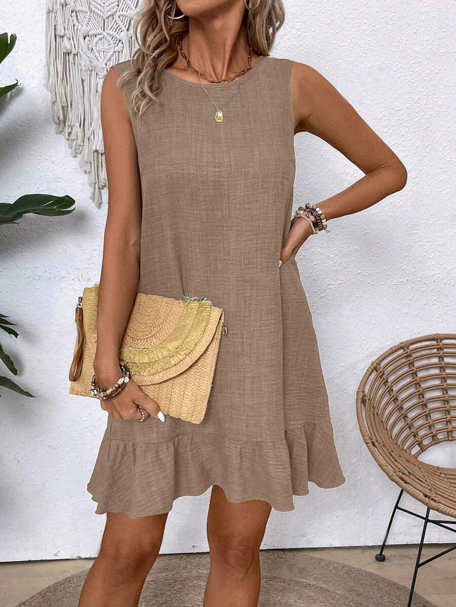 Vestido holgado informal estilo swing tipo camiseta para mujer