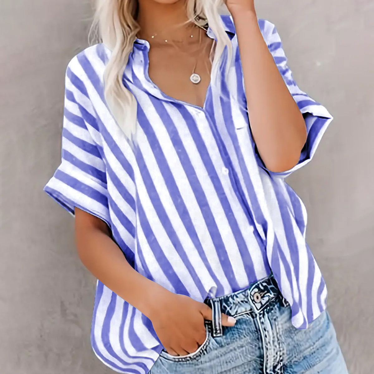 Cárdigan holgado de rayas bicolor para mujer