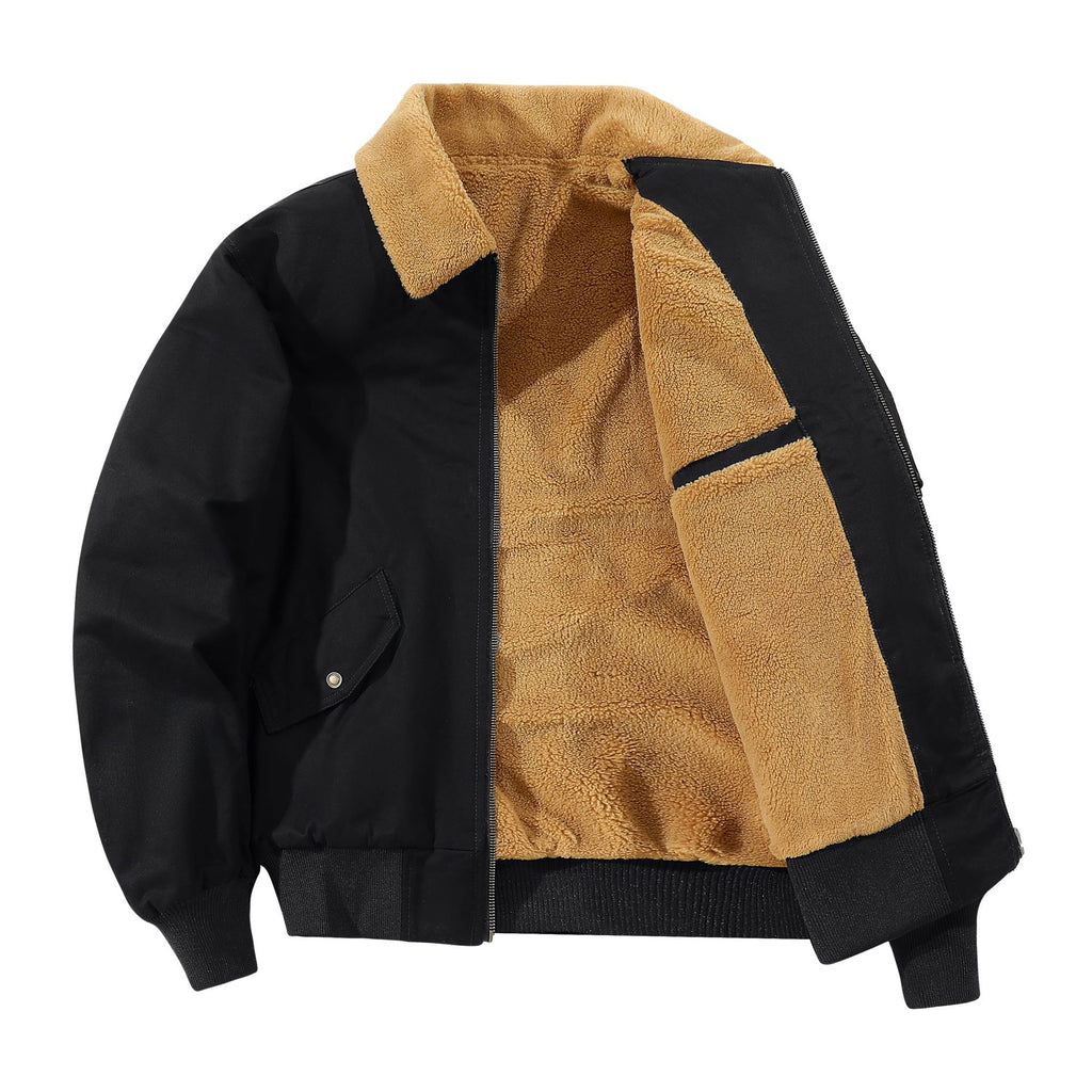 Chaqueta de hombre estilo americano, forrada de felpa, de algodón puro lavado y cálido
