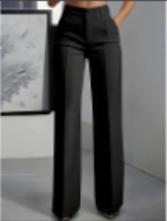 Pantalones de traje de pierna ancha para mujer — color liso
