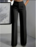 Pantalones de traje de pierna ancha para mujer — color liso