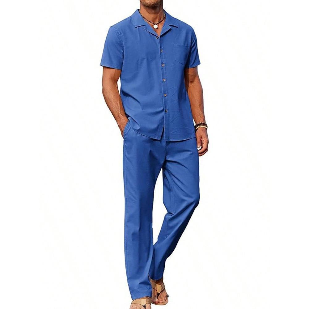 Conjunto de dos piezas de camisa de manga corta y pantalón informal