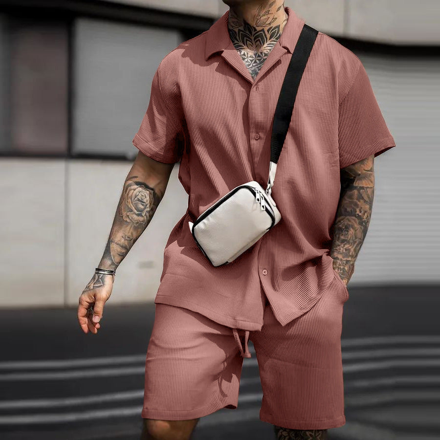 Traje de polo de manga corta para hombre, informal y cómodo.