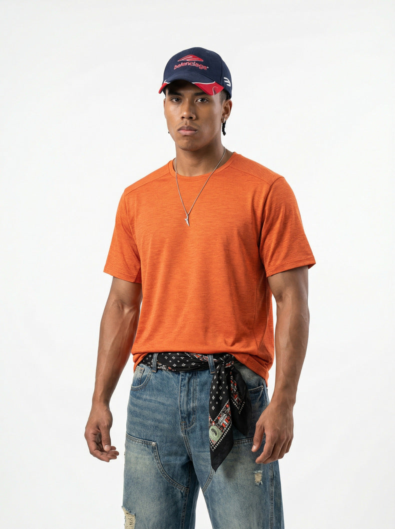 Camiseta de manga corta para hombre, transpirable y de secado rápido, ideal para actividades al aire libre.