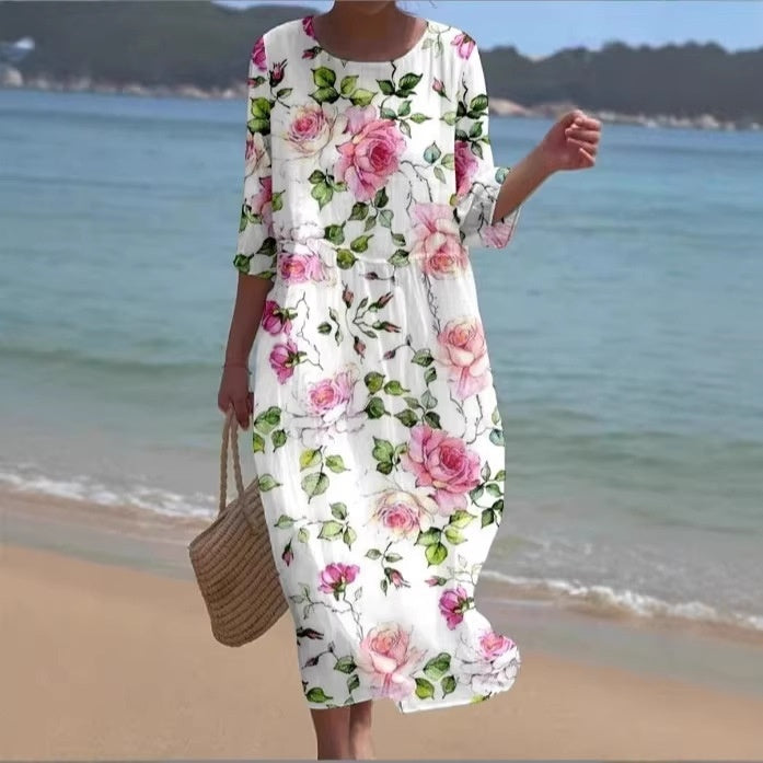 New resort-style casual floral print dress