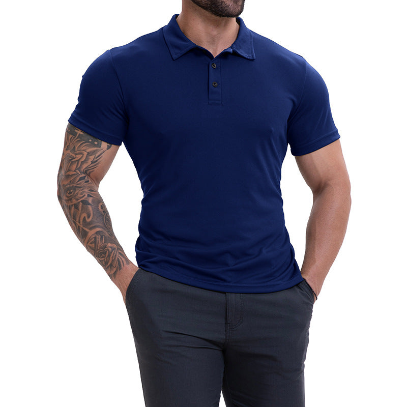 Camisa de manga corta transpirable informal con cuello de solapa para hombre, versátil y que combina con todo.