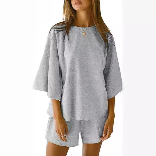 Conjunto casual de moda para mujer con shorts de cintura elástica