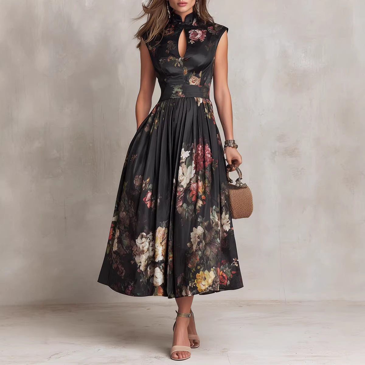 Vestido sin Mangas Estampado Slim Fit para Mujer