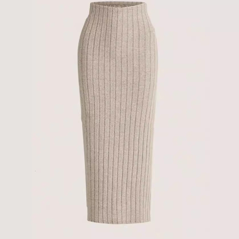 Falda Midi Versátil e Informal Gris Claro para Mujer
