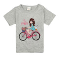 Camiseta Infantil Algodón con Estampado de Bicicleta para Niña