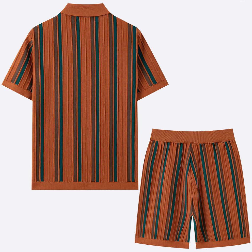 Conjunto informal de dos piezas de punto de manga corta para hombre