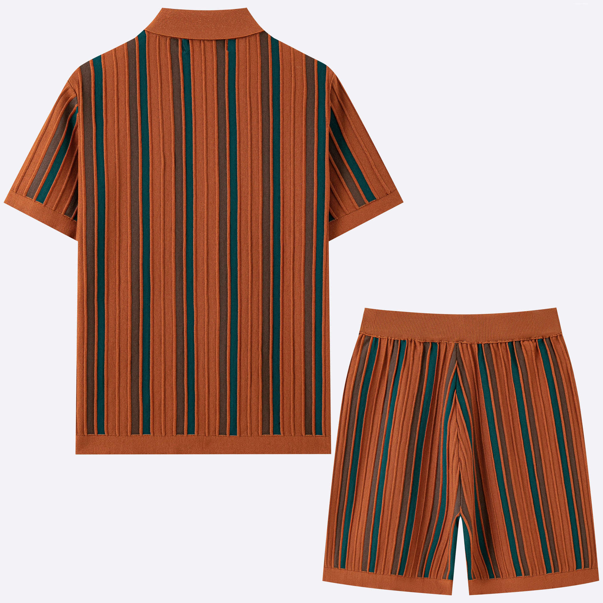 Conjunto informal de dos piezas de punto de manga corta para hombre