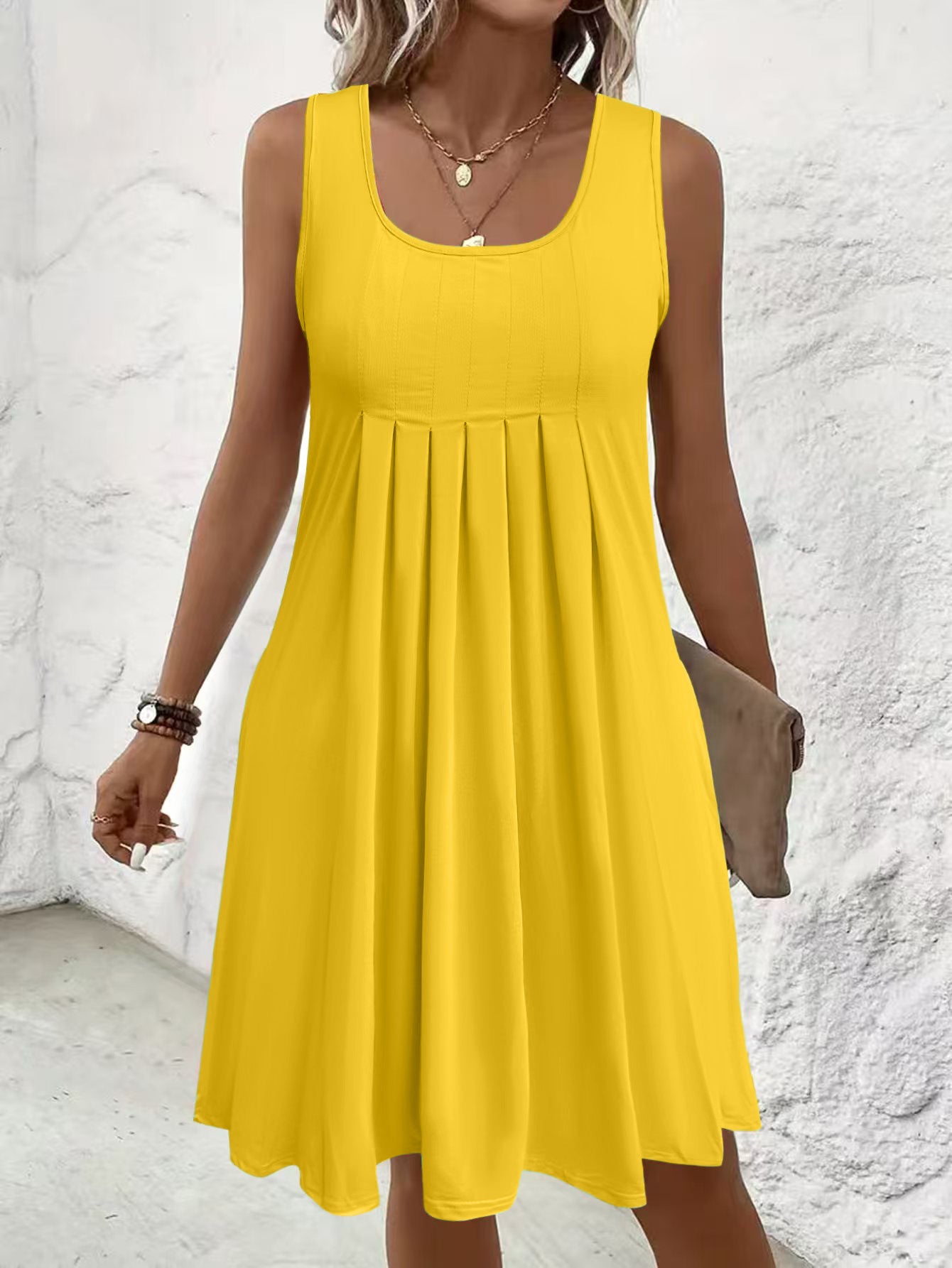 Vestido informal holgado sin mangas con bolsillos
