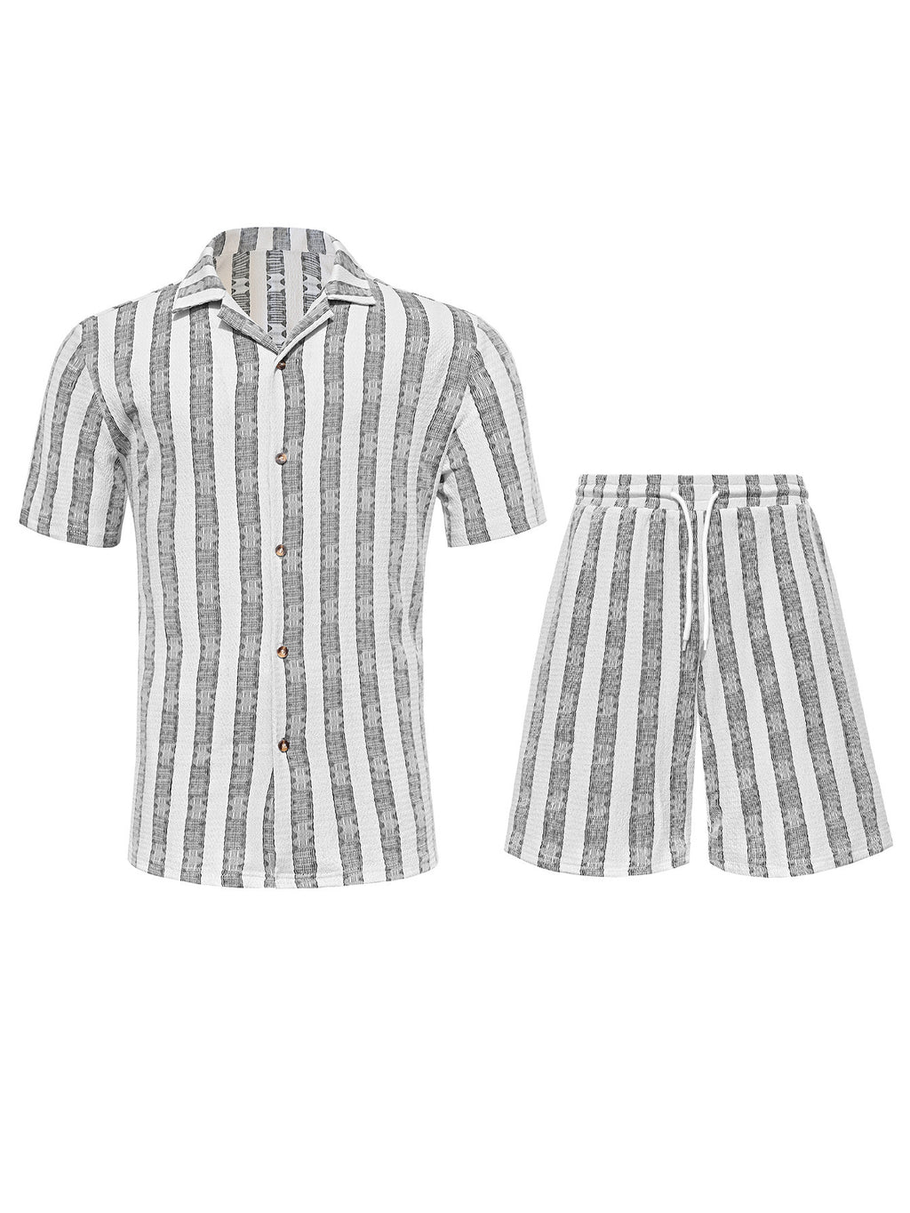 Conjunto informal de camisa y pantalón corto holgado para hombre, ideal para vacaciones.