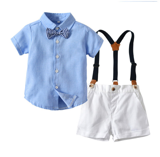 Conjunto de camisa y pantalón con tirantes para niño — a la moda