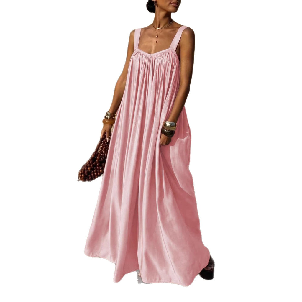 Vestido lencero elegante plisado de estilo francés