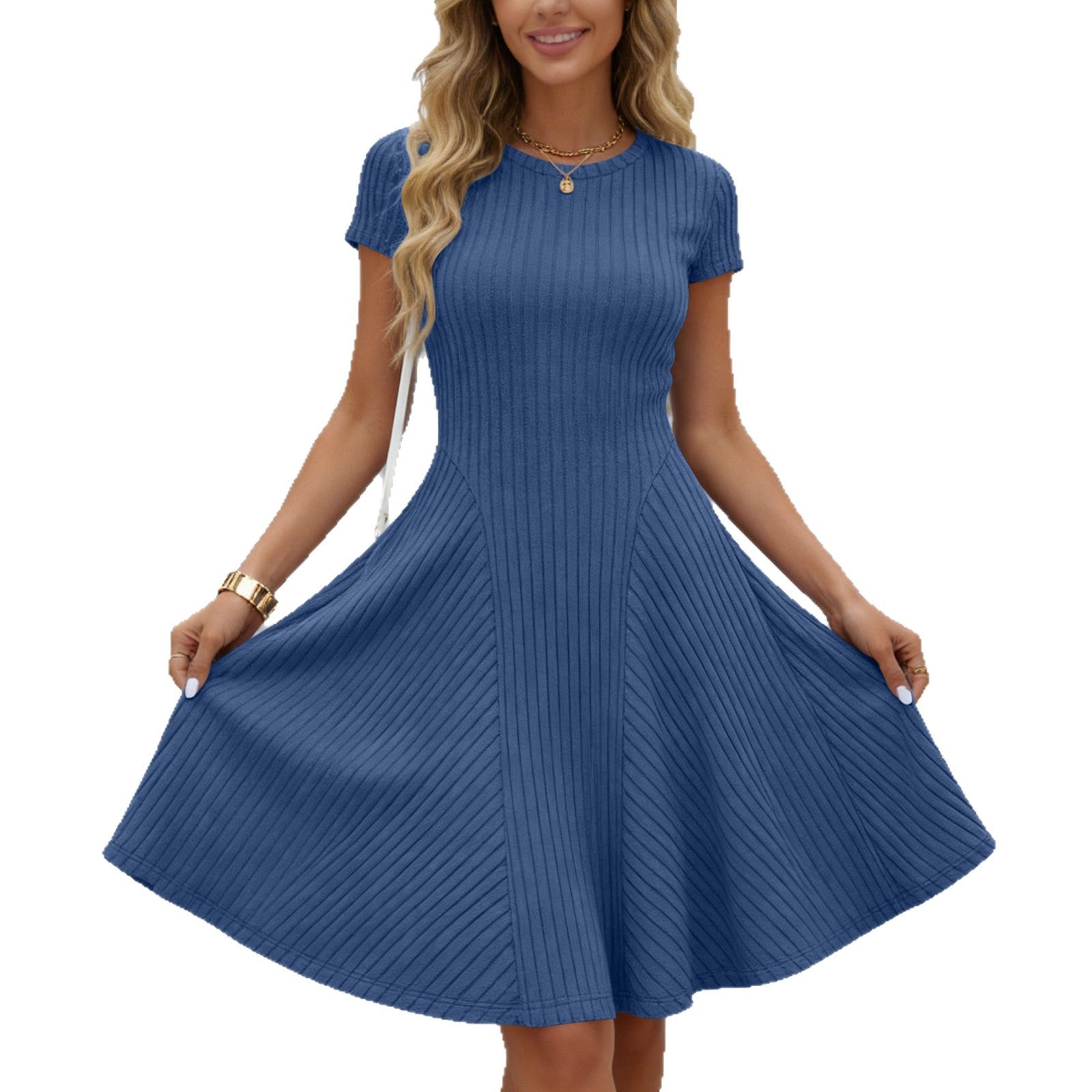 Vestido liso de canalé con cepillado irregular