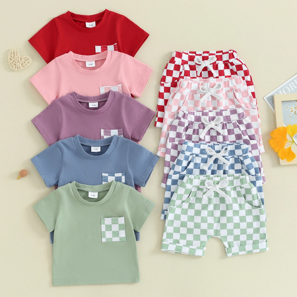 Conjunto Informal de Pantalón Corto a Cuadros para Bebé — Estilo Casual desde Pequeñito