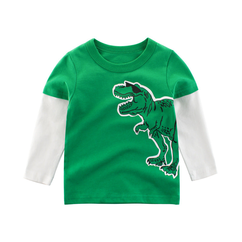 Camiseta Infantil de Manga Larga con Estampado Cartoon — Algodón 100%