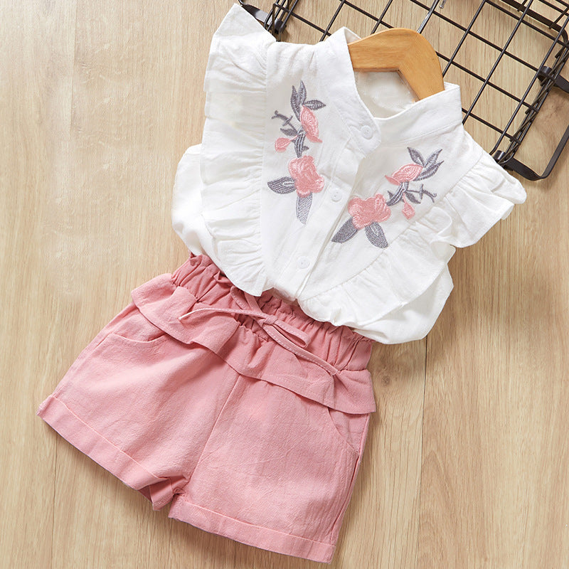 Conjunto de Niña de Dos Piezas — Algodón Cómodo Verano