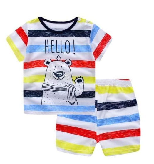 Conjunto Infantil de Dos Piezas con Estampado de Dibujos Animados — Bebé Verano