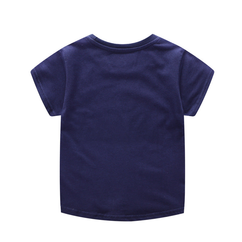 Camiseta Manga Corta con Estampado de Dibujos Animados — Niños