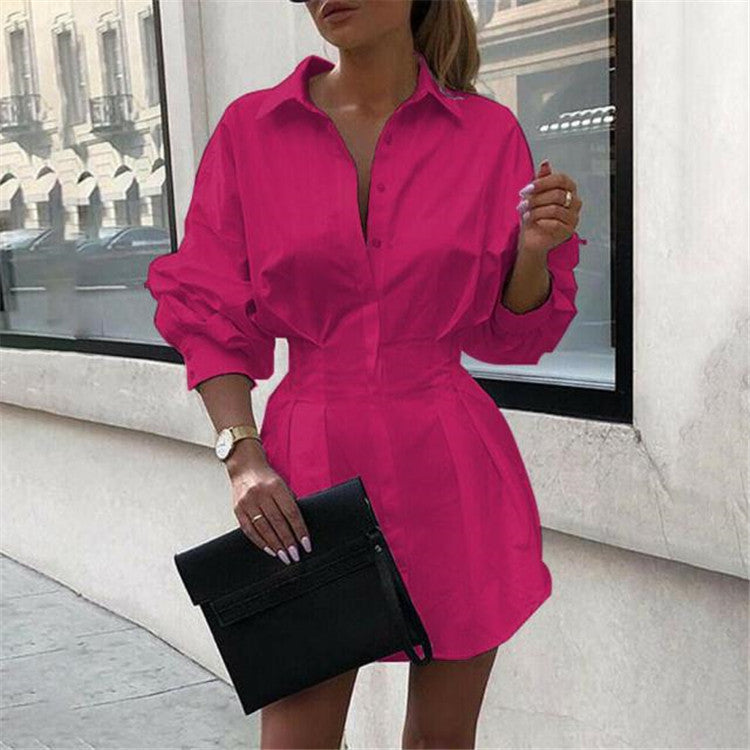 Camisa de Mujer de Color Liso con Botones en la Cintura