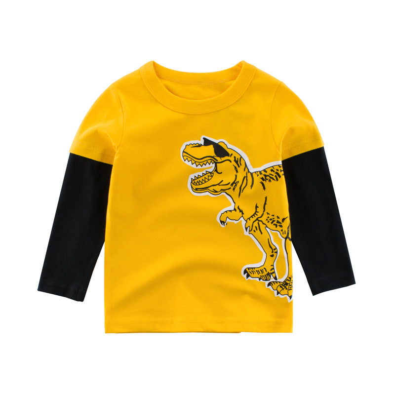 Camiseta Infantil de Manga Larga con Estampado Cartoon — Algodón 100%