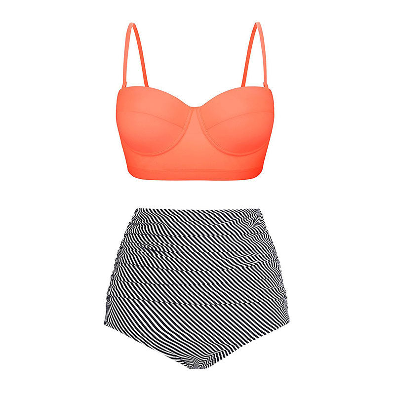 Bikinis de cintura alta traje de baño de talla grande para mujer trajes de baño Retro Floral juego de Bikini estilo Push Up ropa de playa Biquini