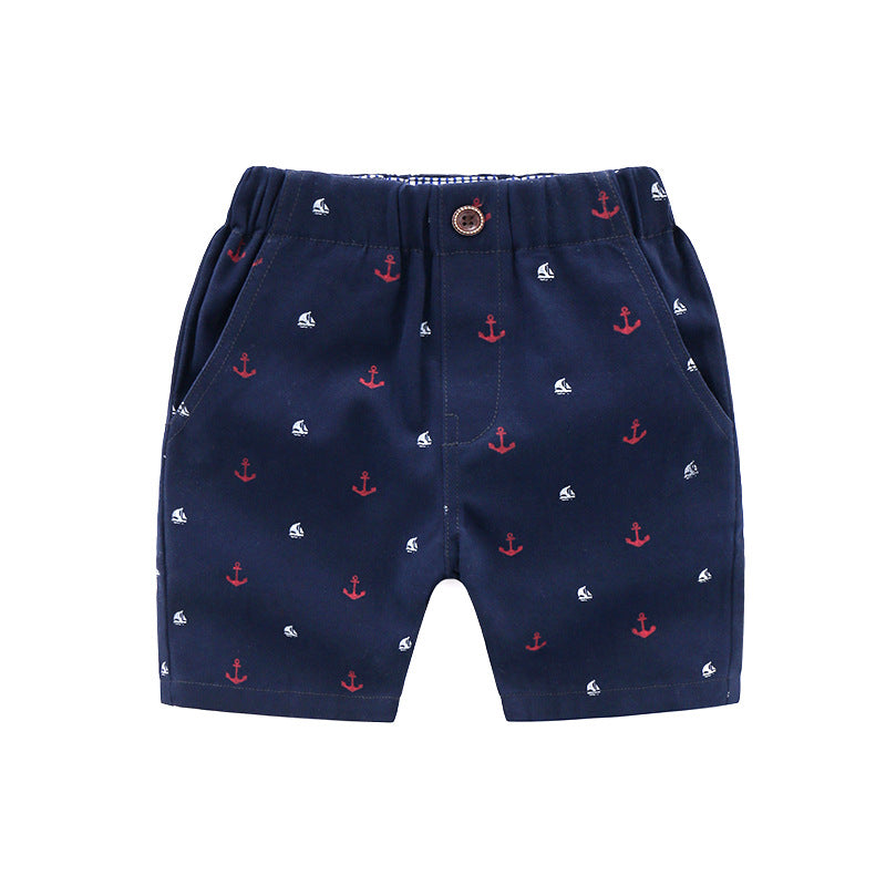 Pantalones Cortos con Estampado de Anclas para Niños — Algodón 95% Verano