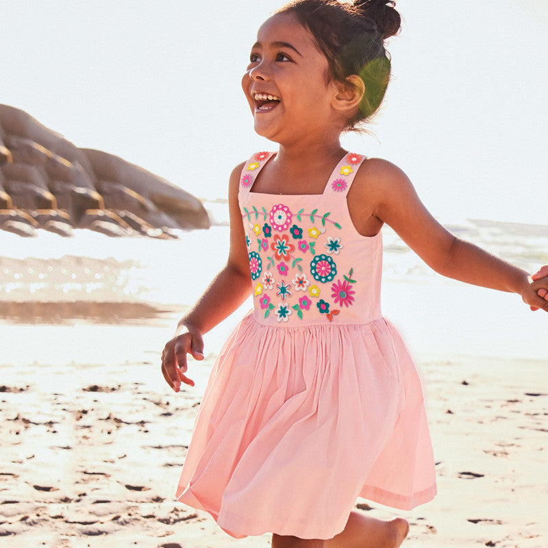 Vestido Infantil de Punto Bordado para Niña — Algodón 100%