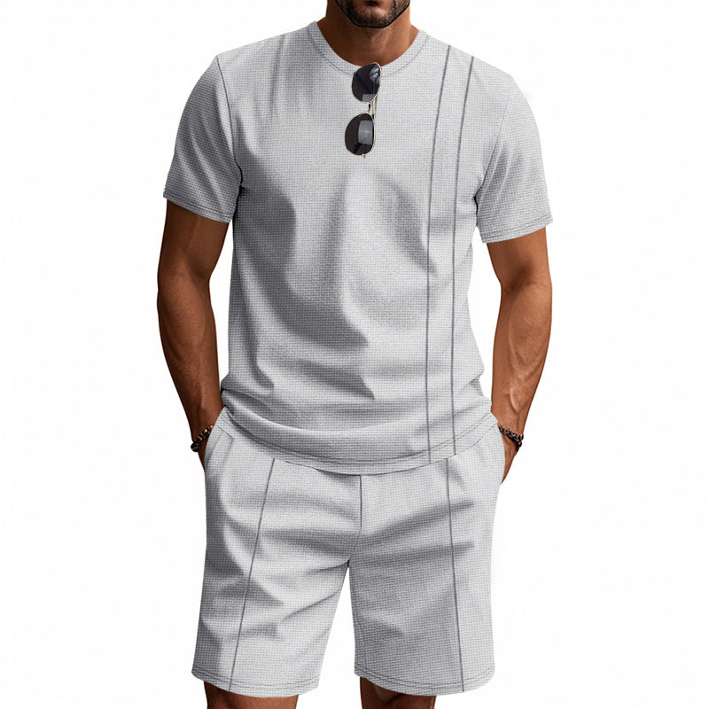 Conjunto de camiseta de manga corta con cuello redondo y pantalón corto para hombre