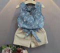 Conjunto Niña Camiseta Sin Mangas con Lazo y Shorts — Verano
