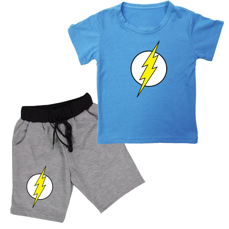 Conjunto Flash de Algodón de Manga Corta para Niño — Superhéroe Verano
