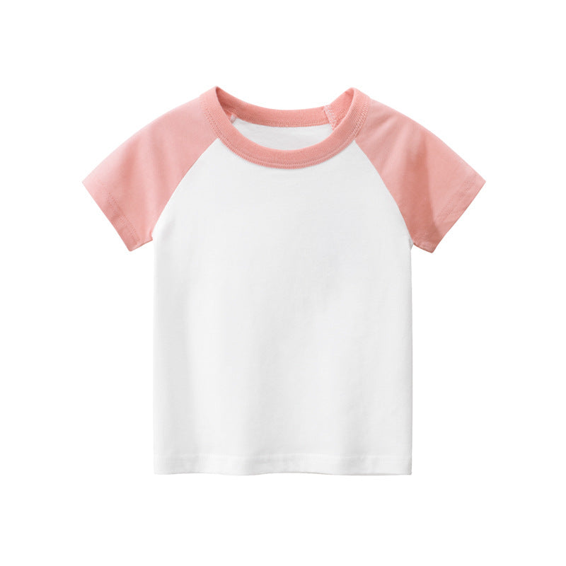 Camiseta Infantil Manga Corta Color Liso — Algodón Básica
