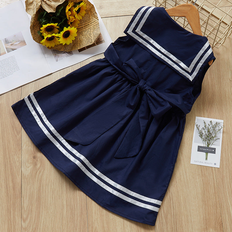 Vestido de Marinera Blanco y Azul Marino para Niñas