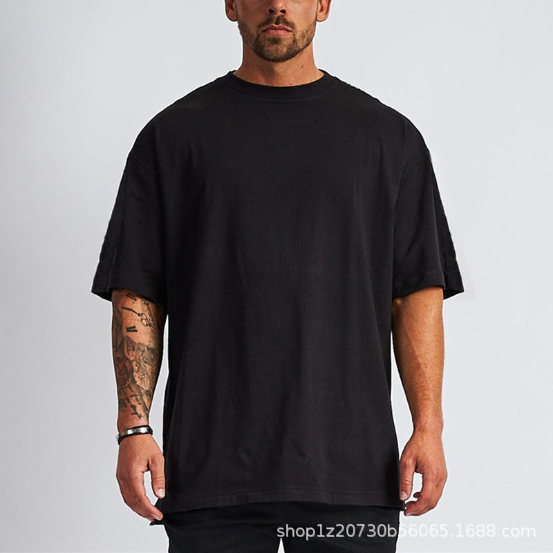 Camiseta de manga corta para hombre, de algodón puro y corte holgado