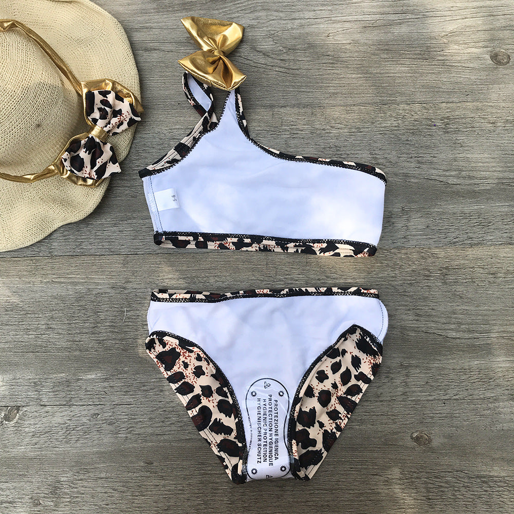 Bikini Tres Piezas Niñas Estampado Leopardo — Bañador Infantil
