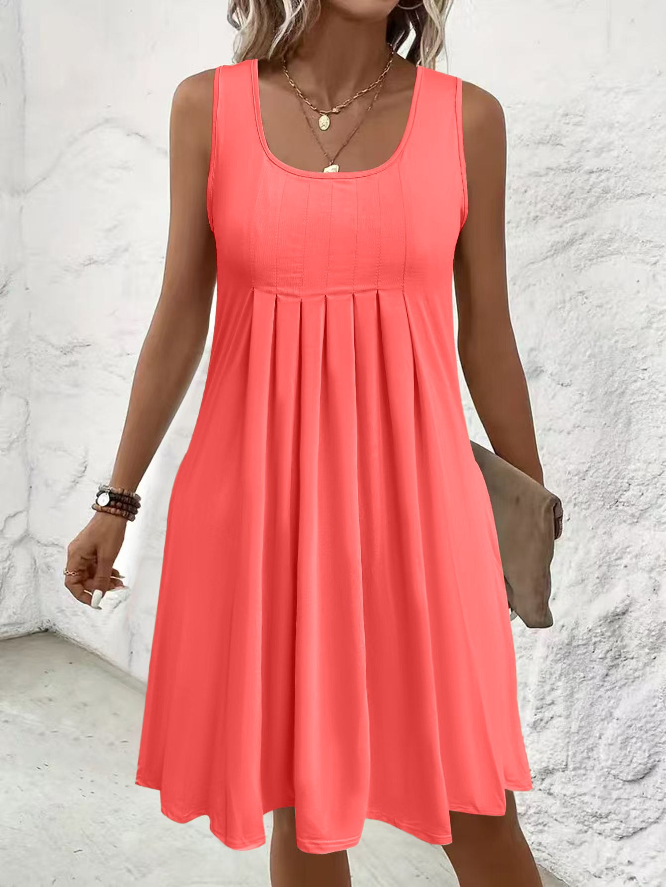 Vestido informal holgado sin mangas con bolsillos