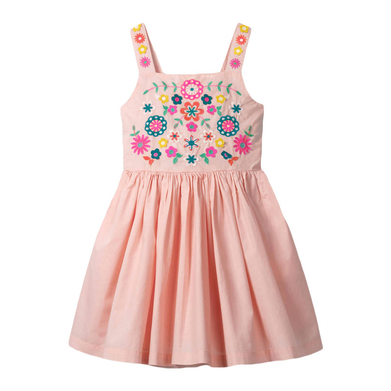 Vestido Infantil de Punto Bordado para Niña — Algodón 100%
