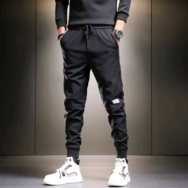 Pantalones deportivos de secado rápido para hombre, corte ajustado, elásticos y versátiles, con cordones en los tobillos, ideales para otoño.