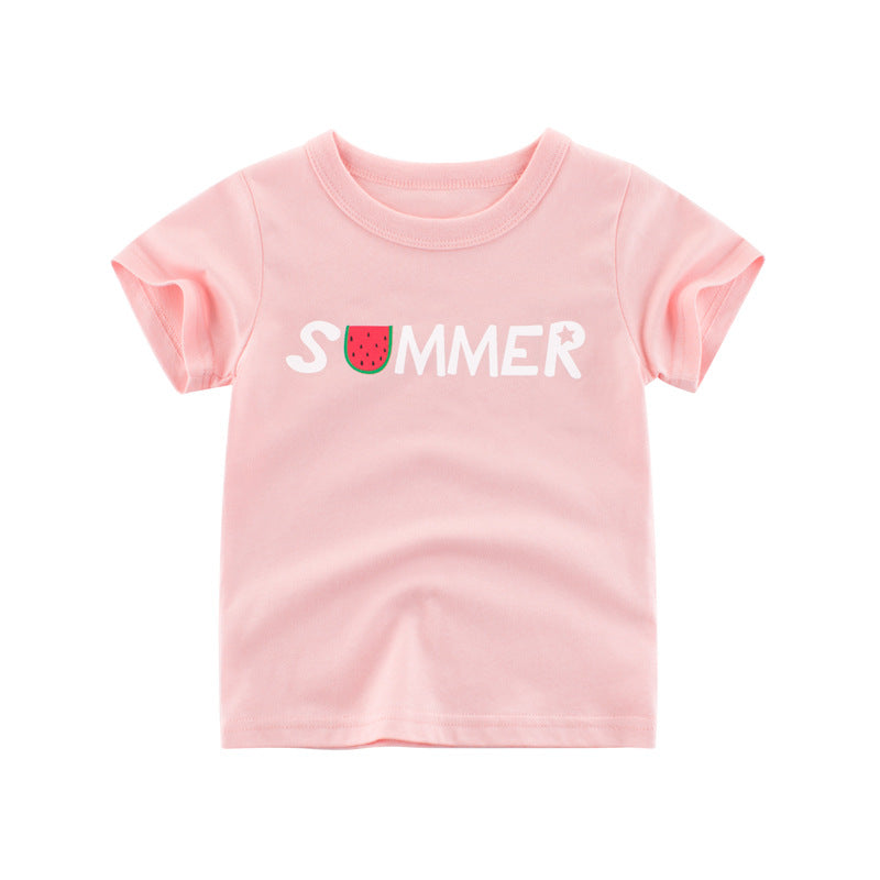 Camiseta manga corta niña — algodón colores vivos verano