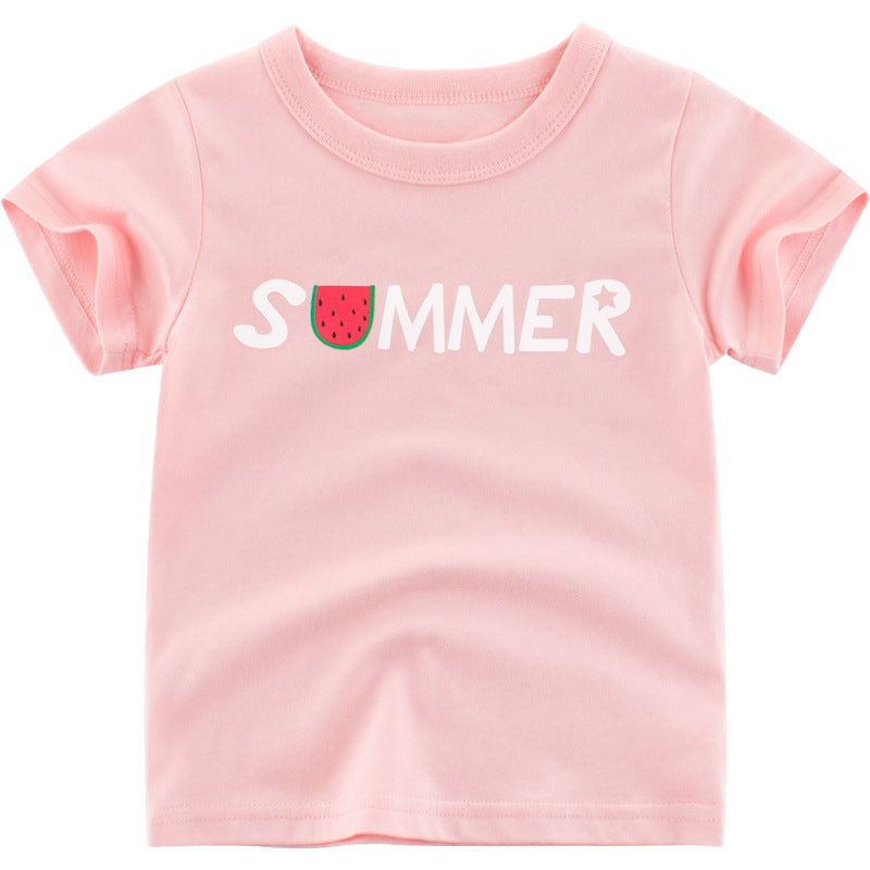 Camiseta manga corta niña — algodón colores vivos verano